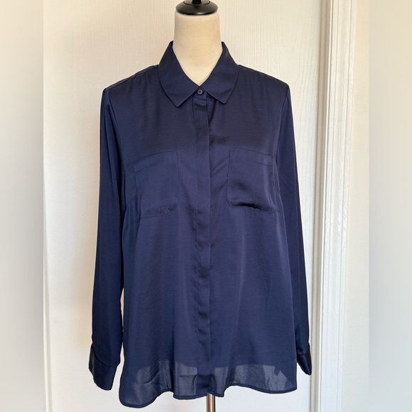 INC International Concepts Tops - Navy INC Button-Up Blouse